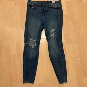 Hollister Dark Blue Distressed Skinny Jeans